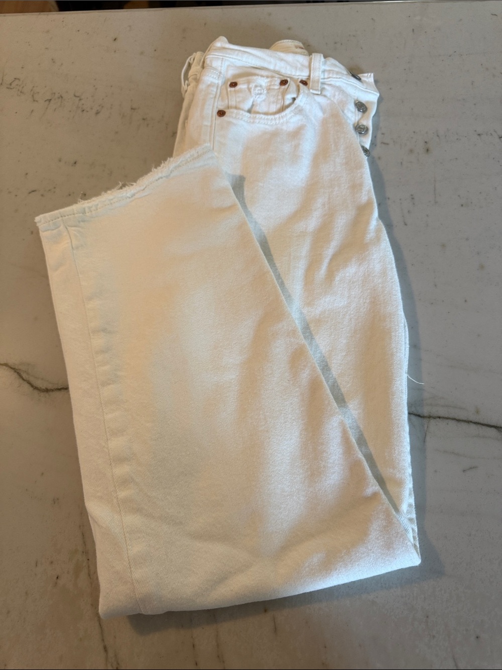 Levi's White High-Rise Straight Jeans